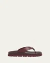 Prada Rubber Thong Slide Sandals In Burgundy