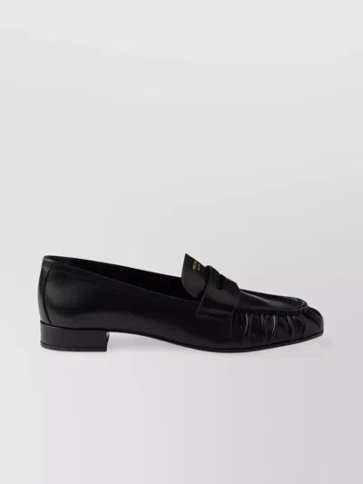 Prada Ruched Detailing Penny Loafers In Black