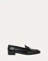 Prada Ruched Leather Loafers In Black
