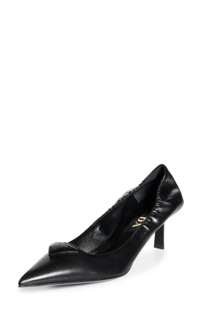 Prada Ruched Logo Kitten Heel Pump