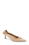 Prada Ruched Logo Kitten Heel Pump