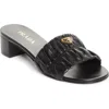 Prada Ruched Logo Sandal In Black