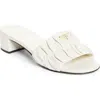 Prada Ruched Logo Sandal In White