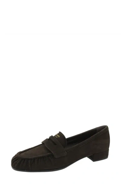 Prada Ruched Penny Loafer In Brown