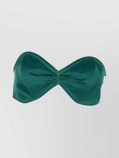 Prada Ruched Strapless Sweetheart Neckline Top