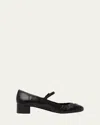 Prada Ruched Toe Mary Jane Leather Pumps In Black