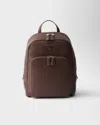 Prada Structured Leather Backpack In Brown