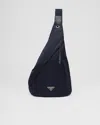 Prada Rucksack Aus Re-nylon Und Leder In Blau