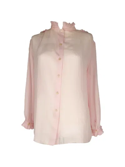 Pre-owned Prada Ruffled Button-down Blouse In Pink