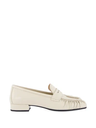 Prada Ruffled Loafers In White