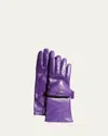 Prada Runaway Napa Gloves W/ Zip Pouch In Purple