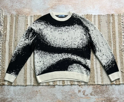 Pre-owned Prada Runaway Pixels Knit Sweater In Black White