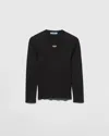 Prada Cotton Crew-neck Sweater In Black