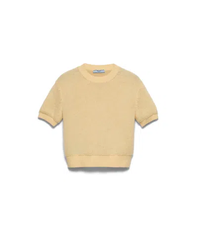 Prada Rundhalspullover Aus Kaschmir In Yellow