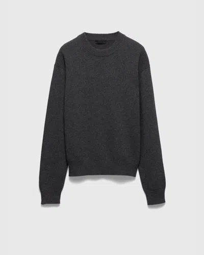 Prada Re-cashmere Crew-neck Sweater In Slate Gray
