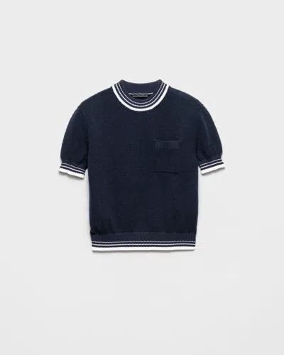 Prada Shetland Wool Crew-neck Sweater In Blue