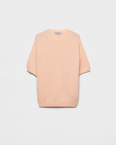 Prada Rundhalspullover Aus Wolle Und Kaschmir In Pink