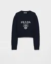 Prada Wool And Cashmere Crew-neck Sweater In Blue