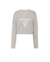 Prada Logo Wool And Cashmere Sweater In Marble Gray