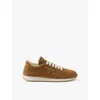 Prada Triangle Logo Suede Sneakers In Brown
