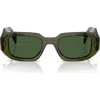 Prada Runway 49mm Rectangular Sunglasses In Dark Green