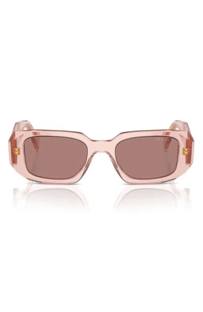 Prada Runway 49mm Rectangular Sunglasses In Translucent Peach Taupe