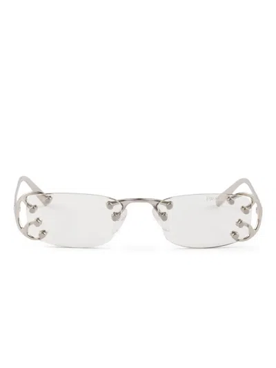 PRADA RUNWAY EMBELLISHED RECTANGLE SUNGLASSES