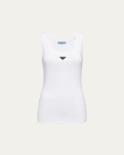 Prada Runway Logo Tank Top In White