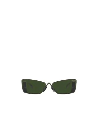 Prada Runway Rectangle-frame Sunglasses In Green