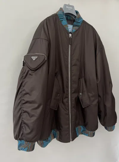 Pre-owned Prada Runway Re-nylon Bomber In Brown