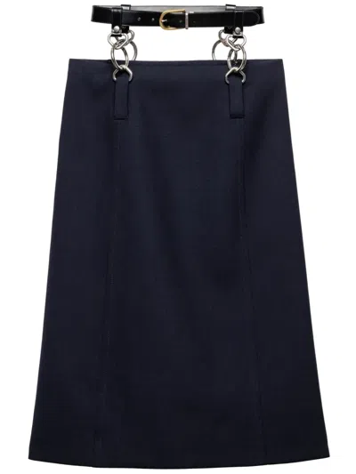 PRADA RUSH STITCH BELTED MIDI SKIRT