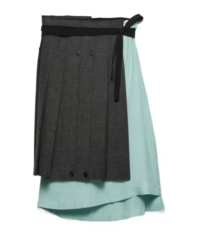 PRADA PRADA PATCHWORK MIDI SKIRT