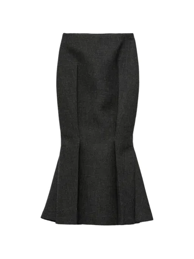 Prada Rush-stitch Midi Skirt In Gray