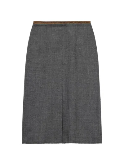 Prada Rush Stitch Midi-skirt In Gray