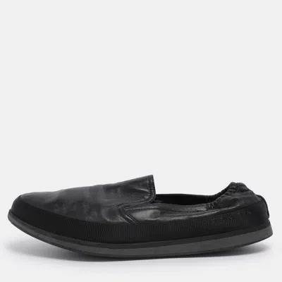 Pre-owned Prada S Black Leather Scrunch Slip On Sneakers Size 45
