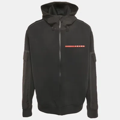 Pre-owned Prada S Black Technical Jersey Beyond The Line Jacket Xxl