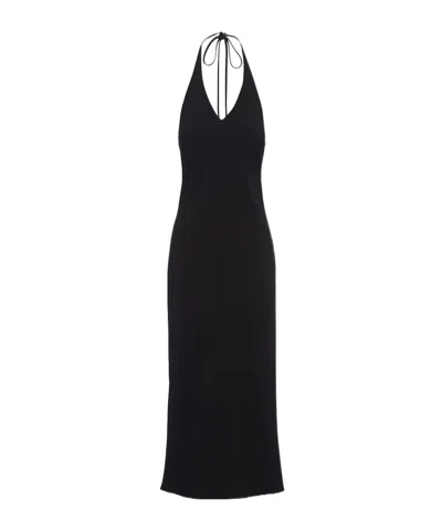 Prada Halter Sable Midi Dress In Black