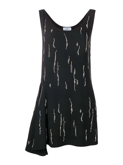 Prada Sablè Satin Mini Dress In Black