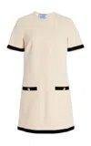 Prada Sablé Bow-embellished Mini Dress In Neutral
