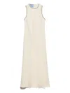 Prada Sablé Crew-neck Midi Dress In Neutral