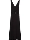 Prada Sable Fit-flare Midi Dress In Black