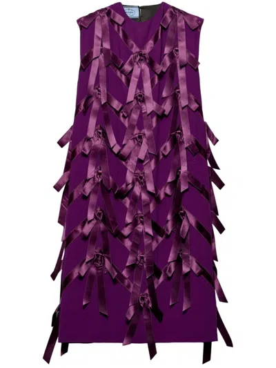 PRADA SABLÉ BOW-EMBELLISHED DRESS