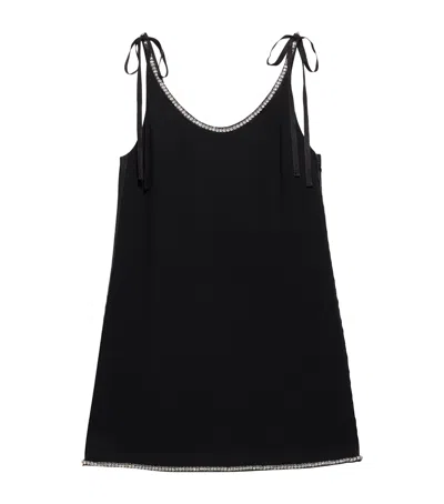 Prada Sablé Embellished Mini Dress In Black
