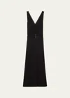 Prada Sable Fit-flare Midi Dress In F0002 Nero