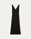 Prada Sable Fit-flare Midi Dress In Nero