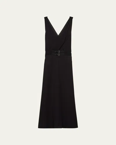 PRADA SABLE FIT-FLARE MIDI DRESS