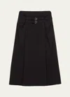 Prada Sable Flared Midi Skirt In F0002 Nero