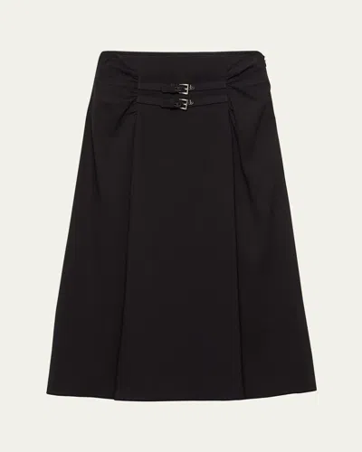 PRADA SABLE FLARED MIDI SKIRT