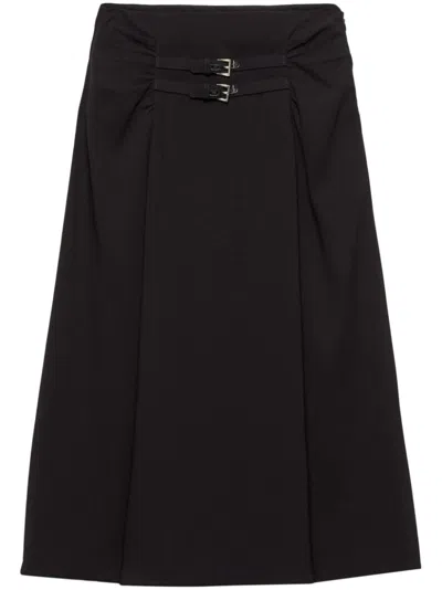 Prada Sable Flared Midi Skirt In Nero
