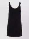 Prada Womens Black Crystal-embellished Scoop-neck Woven Mini Dress In Black